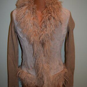 Women's if it wear me - Tan, Suede & Fur Sweater - Small
